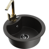 Mexen Diego 1-compartment granite sink with a kitchen mixer tap Rita, Black/Gold metallic - 6512-75-670300-50-B