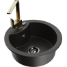Mexen Diego granite kitchen sink 1-bowl with Rita kitchen faucet, black/gold metallic - 6512-75-670300-50-B