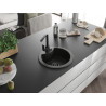 Mexen Diego granite kitchen sink 1-bowl with Rita kitchen faucet, black/gold metallic - 6512-75-670300-70-B