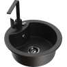 Mexen Diego 1-compartment granite sink with a kitchen mixer tap Rita, Black/Gold metallic - 6512-75-670300-70-B