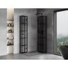 Mexen Mist-F Duo Right Folding Shower Enclosure 75 x 95 cm, Black Grid, Black - 8A6-075L-095P-70-77