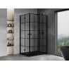 Mexen Mist-F Duo Folding Shower Cabin Right 75 x 110 cm, Black Grid, Black - 8A6-075L-110P-70-77
