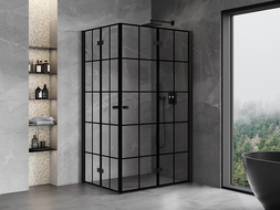 Mexen Mist-F Duo folding shower enclosure right 70 x 120 cm, black grid, black - 8A6-070L-120P-70-77