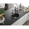 Mexen Diego 1-bowl granite sink with Rita kitchen faucet, speckled black - 6512-76-670300-00