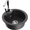 Mexen Diego 1-bowl granite sink with Rita kitchen faucet, speckled black - 6512-76-670300-00
