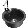 Mexen Diego 1-compartment granite sink with a kitchen mixer tap Rita, spotted black - 6512-76-670300-00