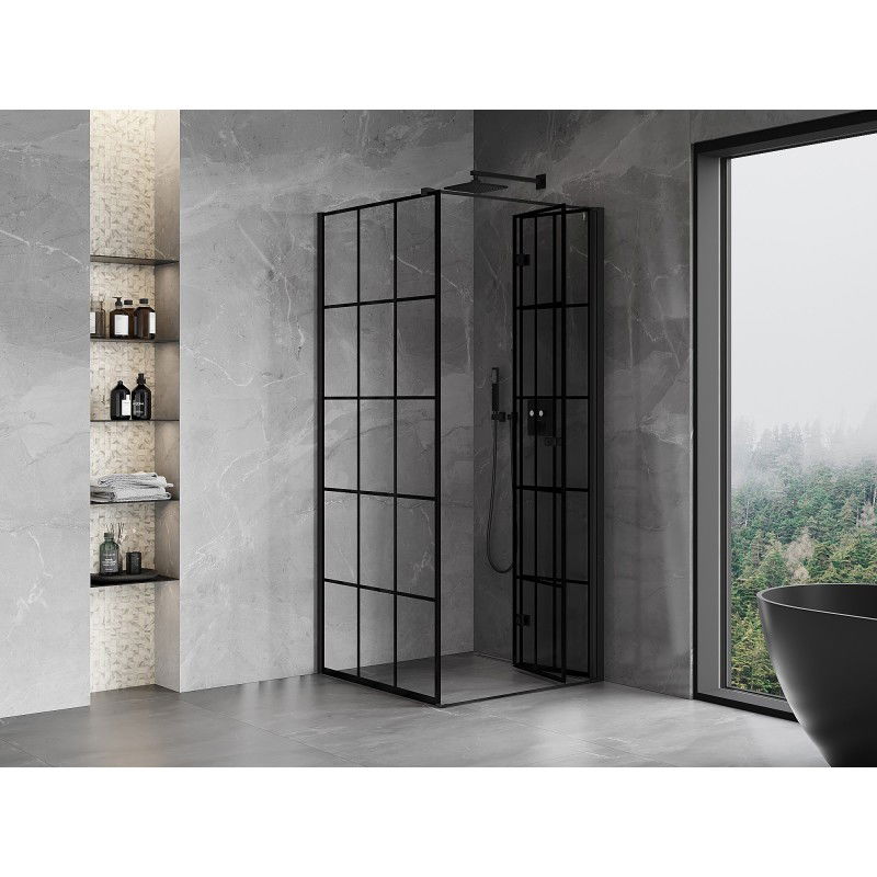 Mexen Mist-F folding shower enclosure right 70 x 70 cm, black grid, black - 8A6T-070-070-70-77-P