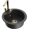Mexen Diego 1-bowl granite sink with Rita kitchen tap, speckled black - 6512-76-670300-50