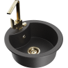 Mexen Diego 1-compartment granite sink with a kitchen mixer tap Rita, spotted black - 6512-76-670300-50