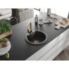 Mexen Diego 1-bowl granite sink with Rita kitchen faucet, black speckled - 6512-76-670300-50