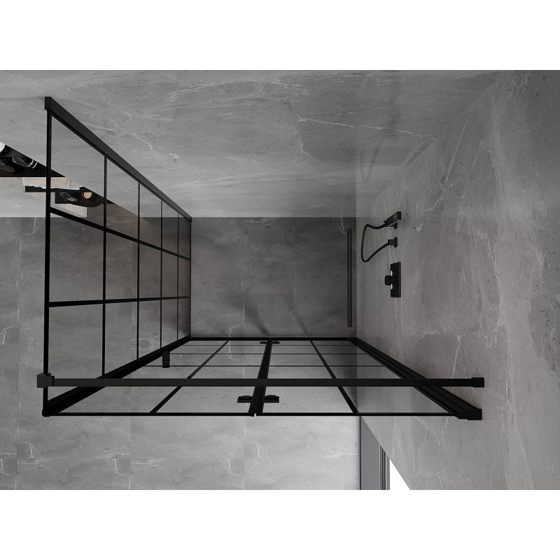 Mexen Mist-F Folding Shower Enclosure Right 75 x 85 cm, Black Grid, Black - 8A6T-075-085-70-77-P