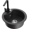 Mexen Diego 1-Bowl Granite Sink with Kitchen Faucet Rita, Black Speckled - 6512-76-670300-70