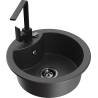 Mexen Diego 1-bowl granite sink with kitchen faucet Rita, speckled black - 6512-76-670300-70-B