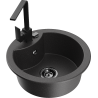 Mexen Diego 1-compartment granite sink with a kitchen mixer tap Rita, spotted black - 6512-76-670300-70-B