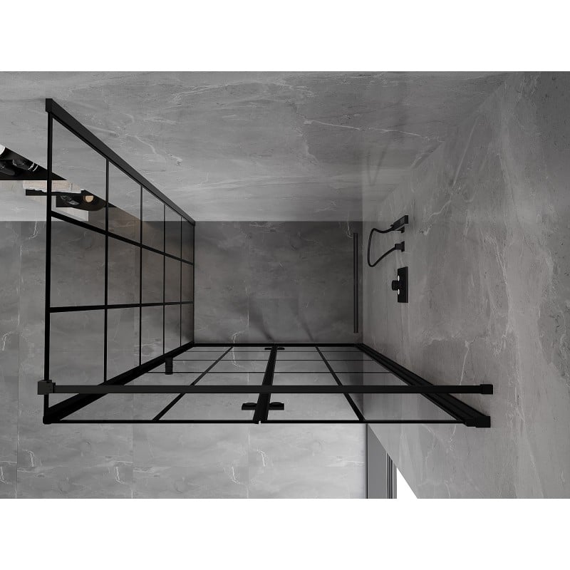 Mexen Mist-F Foldable Right Shower Cabin 70 x 100 cm, Black Grid, Black - 8A6T-070-100-70-77-P