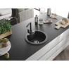 Mexen Diego granite kitchen sink, 1-bowl with Rita kitchen faucet, black speckled - 6512-76-670300-76