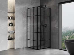 Mexen Mist-F folding shower cabin right 100 x 100 cm, black grid, black - 8A6T-100-100-70-77-P