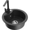 Mexen Diego 1-compartment granite sink with a kitchen mixer tap Rita, spotted black - 6512-76-670300-76