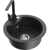 Mexen Diego single-bowl granite sink with Rita kitchen faucet, black speckled - 6512-76-670300-76