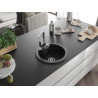 Mexen Diego granite kitchen sink 1-bowl with kitchen faucet Rita, black - 6512-77-670300-00
