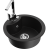 Mexen Diego 1-bowl granite sink with Rita kitchen faucet, black - 6512-77-670300-00