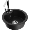 Mexen Diego 1-compartment granite sink with a kitchen mixer tap Rita, Black - 6512-77-670300-00