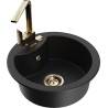 Mexen Diego 1-compartment granite sink with a kitchen mixer tap Rita, Black - 6512-77-670300-50