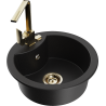 Mexen Diego single-bowl granite kitchen sink with Rita faucet, black - 6512-77-670300-50
