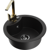Mexen Diego 1-compartment granite sink with a kitchen mixer tap Rita, Black - 6512-77-670300-50-B