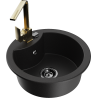 Mexen Diego granite sink 1-bowl with kitchen faucet Rita, black - 6512-77-670300-50-B