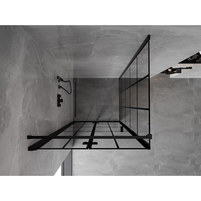 Mexen Mist-F foldable shower cabin left 100 x 100 cm, black grid, black - 8A6T-100-100-70-77-L