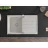 Mexen Bruno granite single-bowl sink with drainer and Rita kitchen faucet, white - 6513-20-670300-00