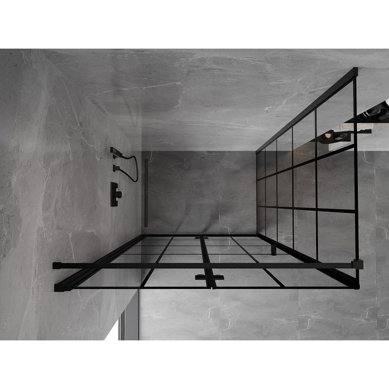 Mexen Mist-F folding shower enclosure left 85 x 120 cm, black grid, black - 8A6T-085-120-70-77-L