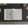 Mexen Bruno 1-bowl granite sink with drainer and kitchen faucet Rita, white - 6513-20-670300-20