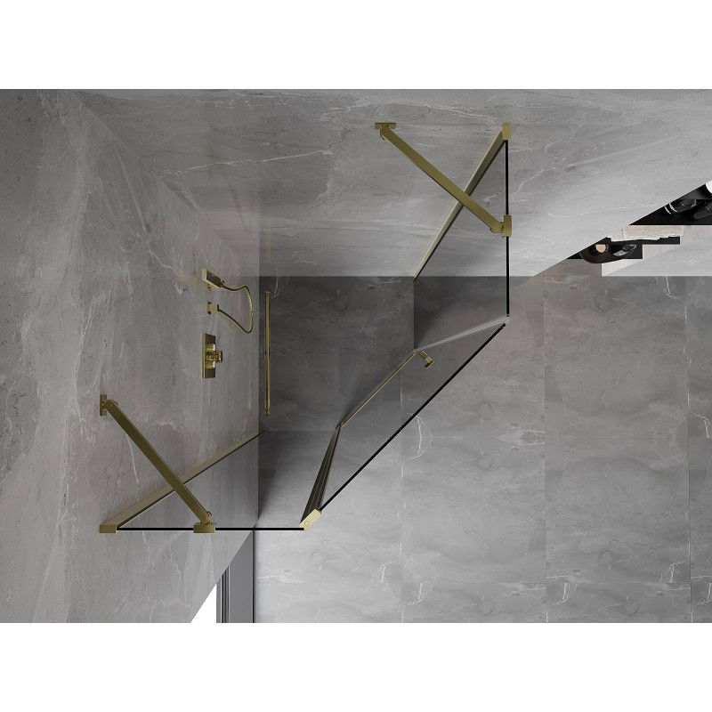 Mexen Mist pentagonal shower enclosure with hinged door 90 x 90 cm, transparent, gold - 8A8-090-090-50-00