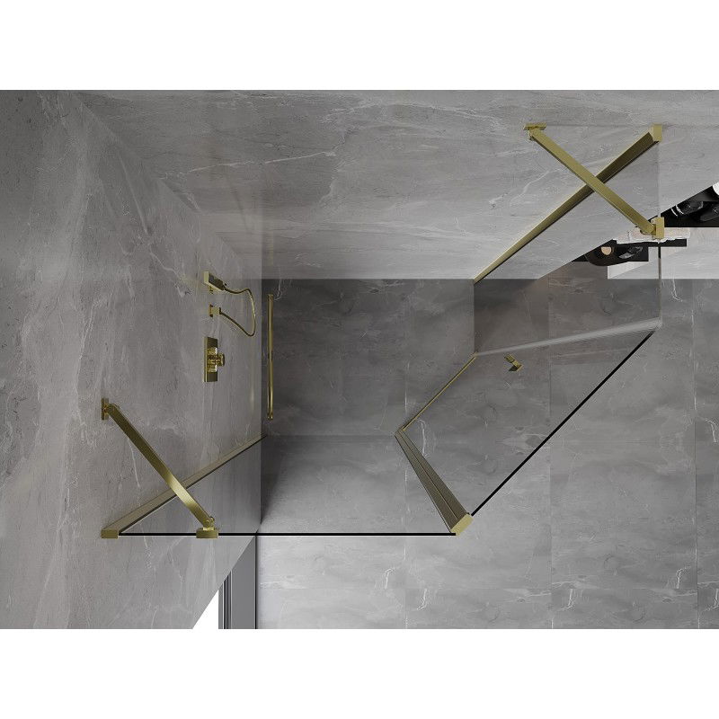 Mexen Mist asymmetrical pentagonal shower cabin with swinging door 100 x 80 cm, transparent, gold - 8A8-100-080-50-00