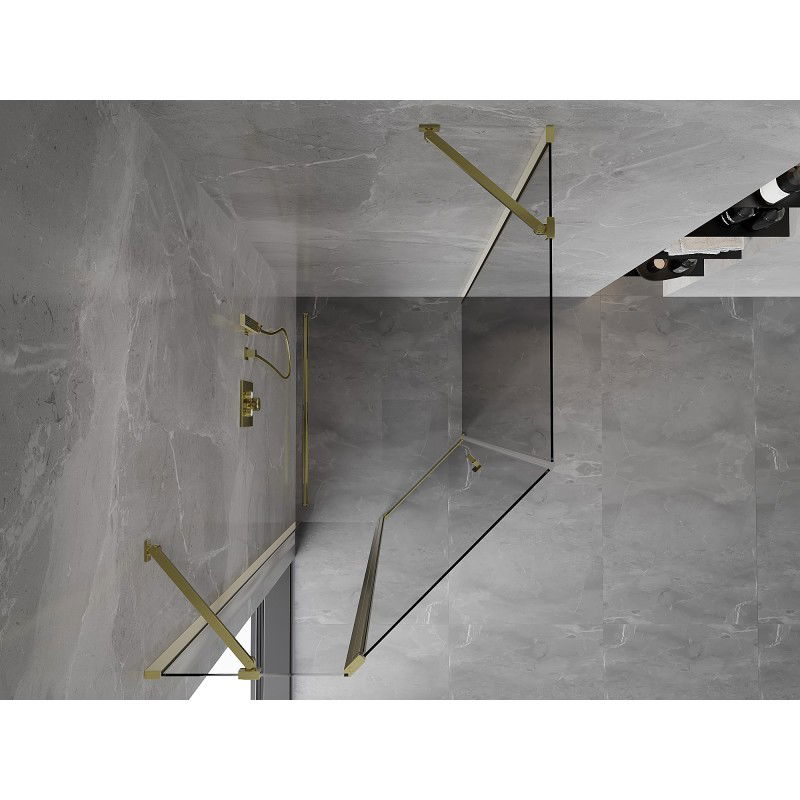 Mexen Mist asymmetrical pentagonal shower cabin with hinged door 80 x 90 cm, transparent, gold - 8A8-080-090-50-00