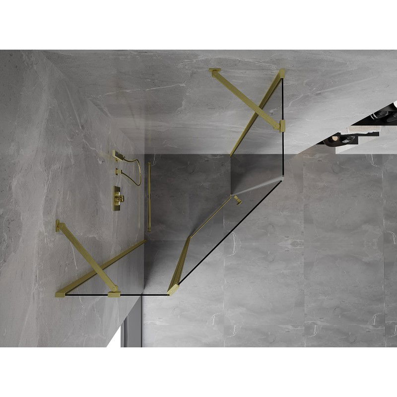 Mexen Mist pentagonal hinged shower enclosure 80 x 80 cm, transparent, brushed gold - 8A8-080-080-55-00