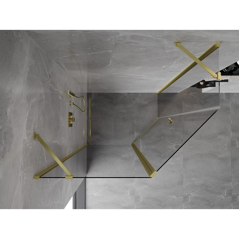 Mexen Mist asymmetrical pentagonal shower cabin 90 x 80 cm, transparent, brushed gold - 8A8-090-080-55-00