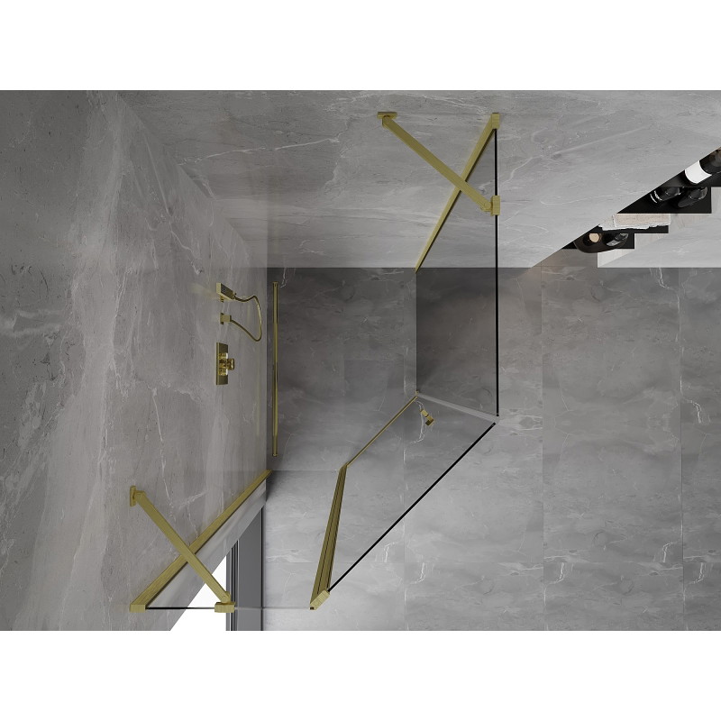 Mexen Mist asymmetric pentagonal shower cabin with hinged doors 80 x 100 cm, transparent, brushed gold - 8A8-080-100-55-00