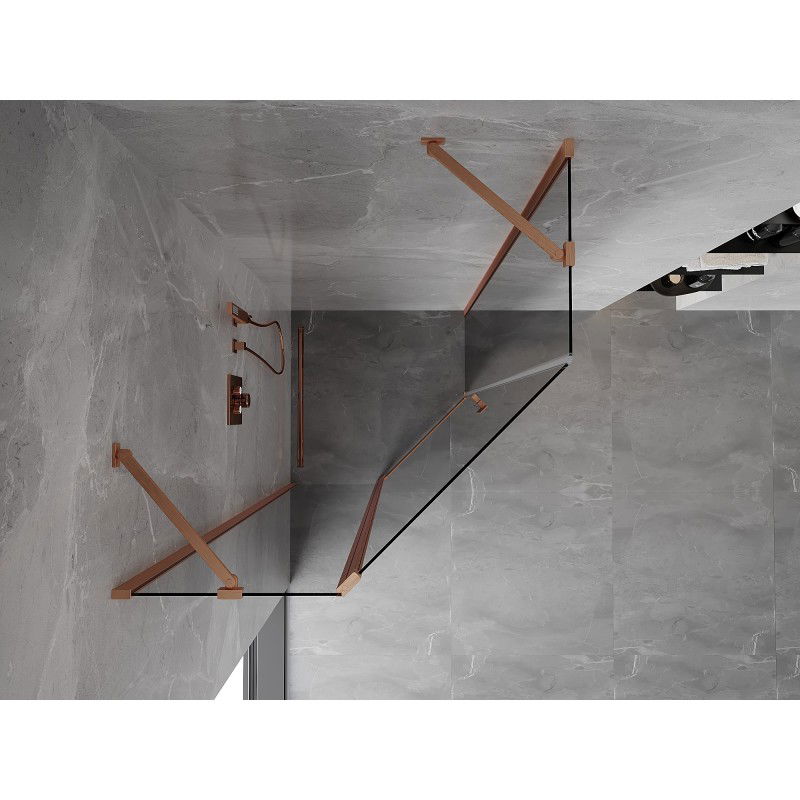 Mexen Mist pentagonal pivot shower cabin 90 x 90 cm, transparent, brushed copper - 8A8-090-090-65-00