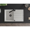 Mexen Bruno granite kitchen sink 1-bowl with drainer and Rita kitchen faucet, white - 6513-20-670300-70