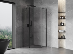Mexen Mist pentagonal shower enclosure hinged 90 x 90 cm, transparent, black - 8A8-090-090-70-00
