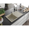 Mexen Bruno granite kitchen sink with 1 basin, drainer and Rita kitchen faucet, beige - 6513-69-670300-00