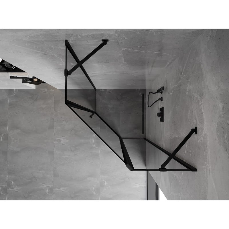 Mexen Mist five-sided shower enclosure, right-hand swing 80 x 80 cm, black frame, black - 8A8-080-080-70-70-P