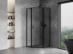 Mexen Mist pentagonal shower cabin right hinge 100 x 100 cm, black frame, black - 8A8-100-100-70-70-P