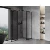Mexen Mist pentagonal asymmetric hinged left shower cabin 80 x 90 cm, black frame, black - 8A8-080-090-70-70-L