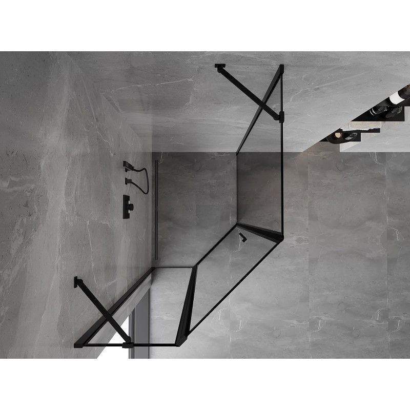 Mexen Mist pentagonal asymmetrical shower enclosure left hinged 90 x 100 cm, black frame, black - 8A8-090-100-70-70-L