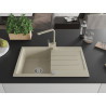 Mexen Bruno granite kitchen sink 1-bowl with drainer and kitchen faucet Rita, beige - 6513-69-670300-69