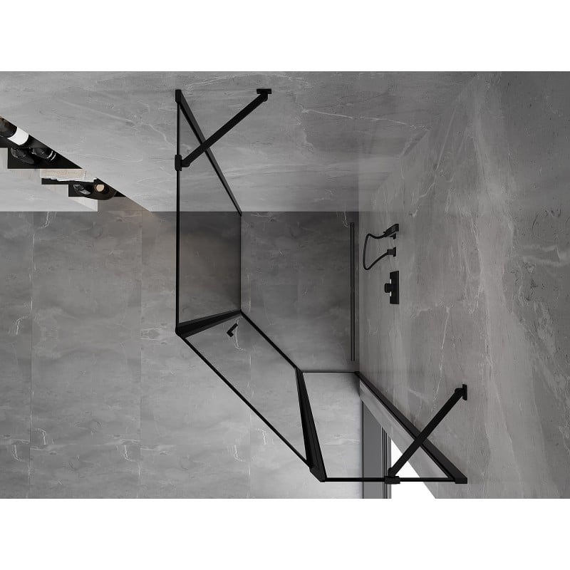 Mexen Mist asymmetrical pentagonal right-hand shower cabin 80 x 100 cm, black frame, black - 8A8-080-100-70-70-P